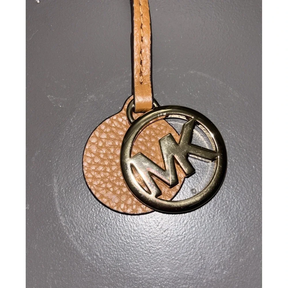 MICHAEL KORS Gold MK Logo & Leather Strap Handbag Hang Tag FOB Charm